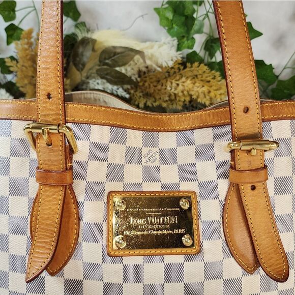 Authentic Louis Vuitton Damier Azur Hampstead MM with Dust Bag - Picture 7 of 17